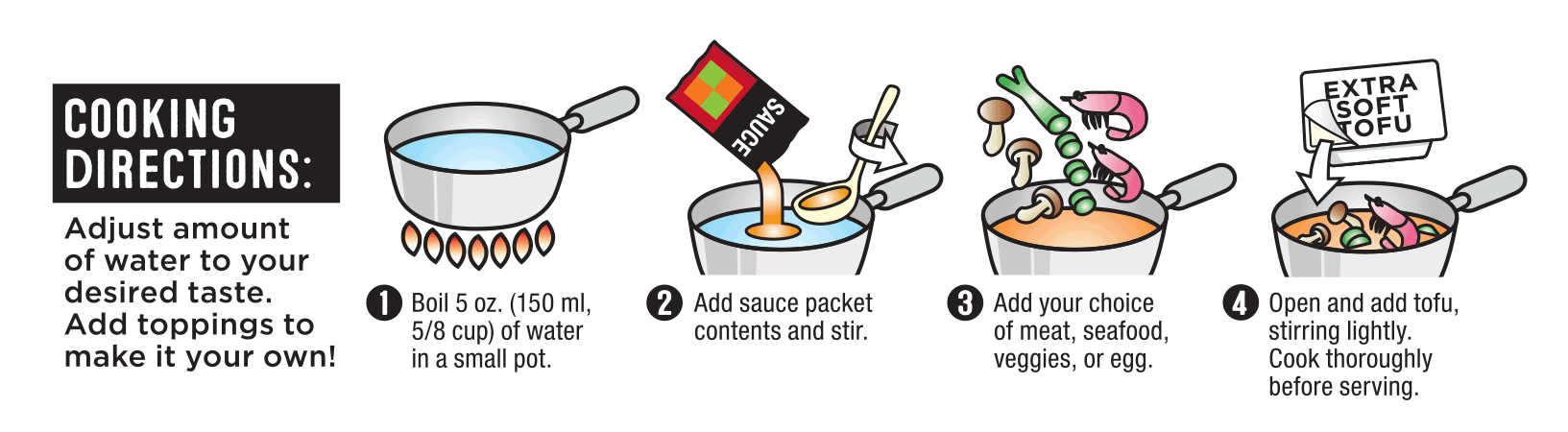 Cooking directions for BCD Soon Tofu Soup Kit Extra Hot