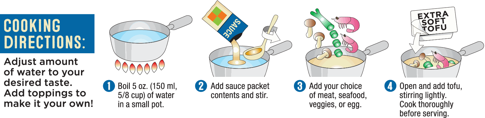 Cooking directions for BCD Soon Tofu Soup Kit Plain
